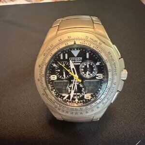 Vintage Citizen Eco-Drive Skyhawk All Titanium Black Dial World Time Men's Watch